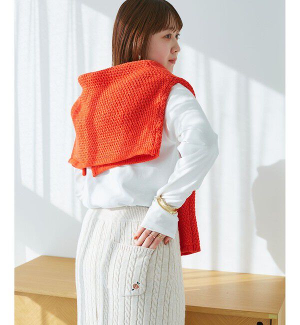 VIS「【DILIGENCE PARLOUR】VIS別注モデルローズ刺繍ポロケーブルニットスカート【セットアップ対応】」|スカート|