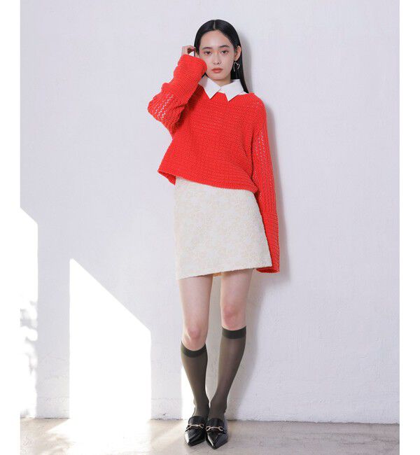 VIS「フラワージャガードタイトミニスカート」|スカート|