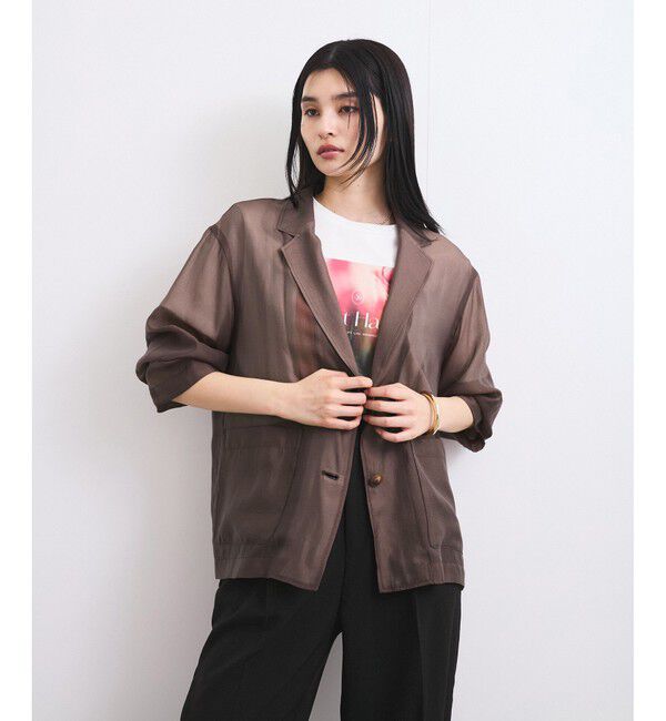VIS「【洗える】羽織るだけでスタイリングワンランクアップ！シアージャケット」|テーラードジャケット|ブラウン系(22)