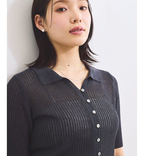 VIS「半袖サマーニットポロカーディガン」|ニット・セーター|
