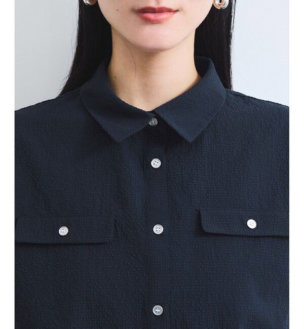 VIS「【UVケア/洗える】フレンチスリーブサッカーブラウス」|シャツ・ブラウス|