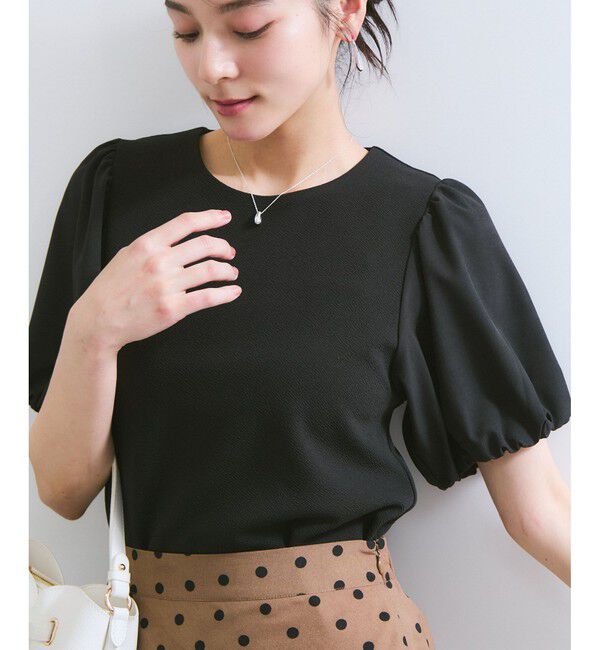 VIS「【WEB限定】ドッキング袖ボリュームカットソー」|Tシャツ・カットソー|ブラック(01)