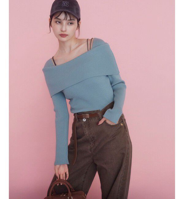 VIS「【美得】オフショルダーモチモチリブニット/好評につき再入荷」|ニット・セーター|