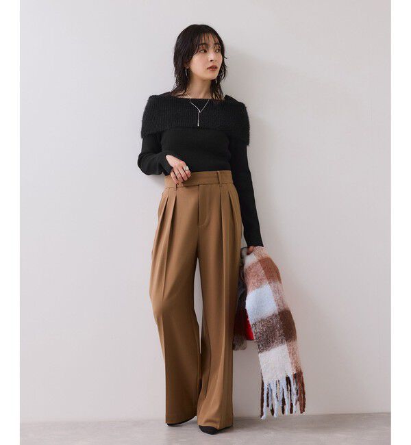 VIS「フェザーヤーンオフショルもちもちリブニット/イージーケア」|ニット・セーター|