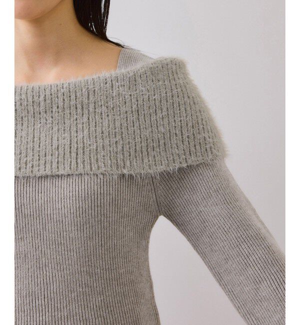VIS「フェザーヤーンオフショルもちもちリブニット/イージーケア」|ニット・セーター|