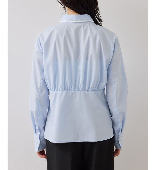 VIS「無地＆ストライプダブルカラーウエスト切り替えシャツ」|シャツ・ブラウス|