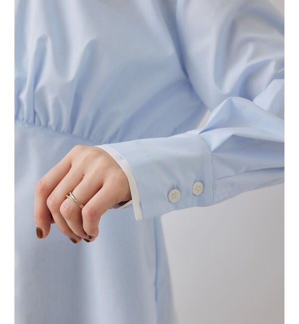 VIS「無地＆ストライプダブルカラーウエスト切り替えシャツ」|シャツ・ブラウス|