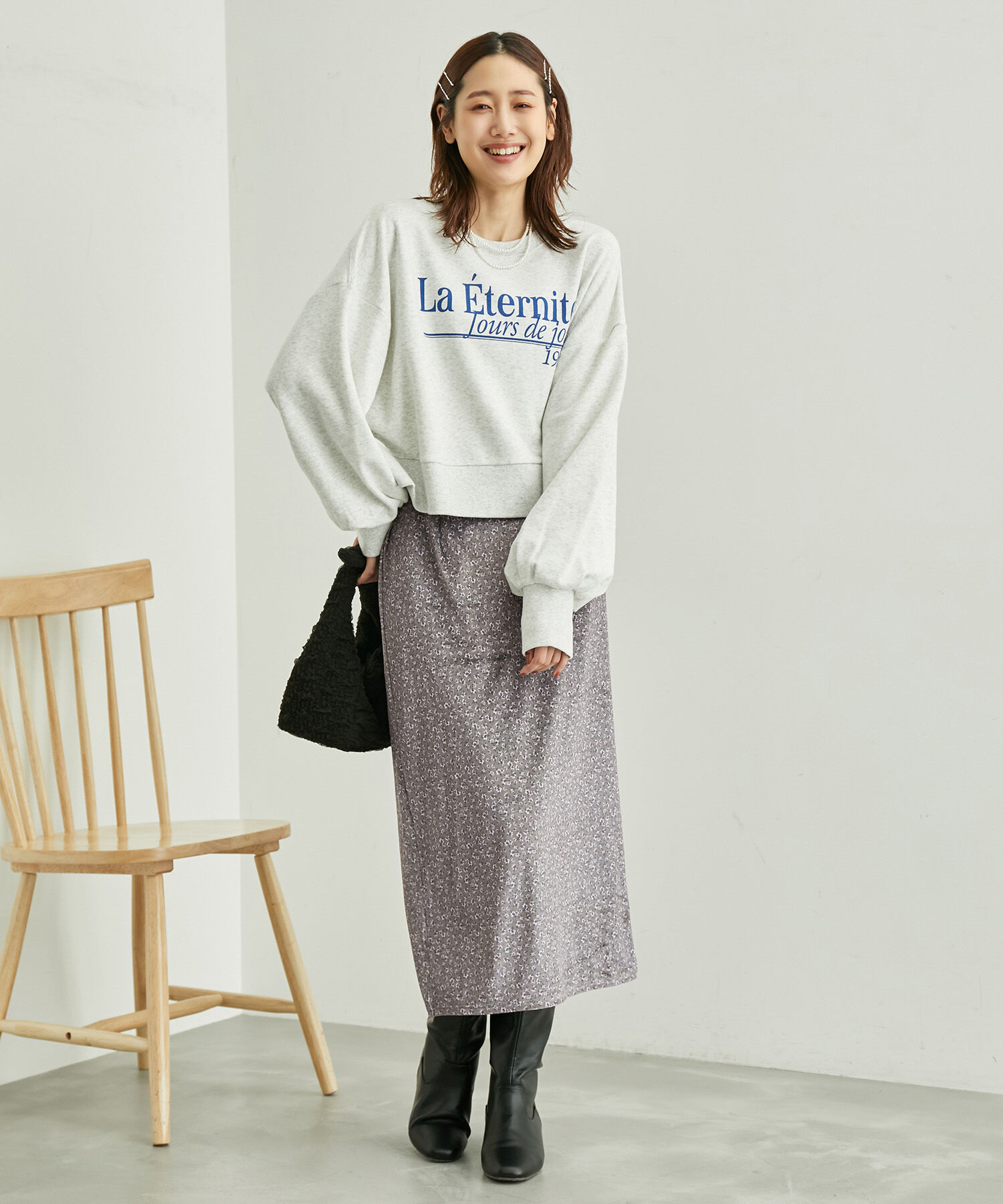 Rope&rsquo;Picnic「リンクコーデ/花柄ベロアアイラインスカート」|スカート|