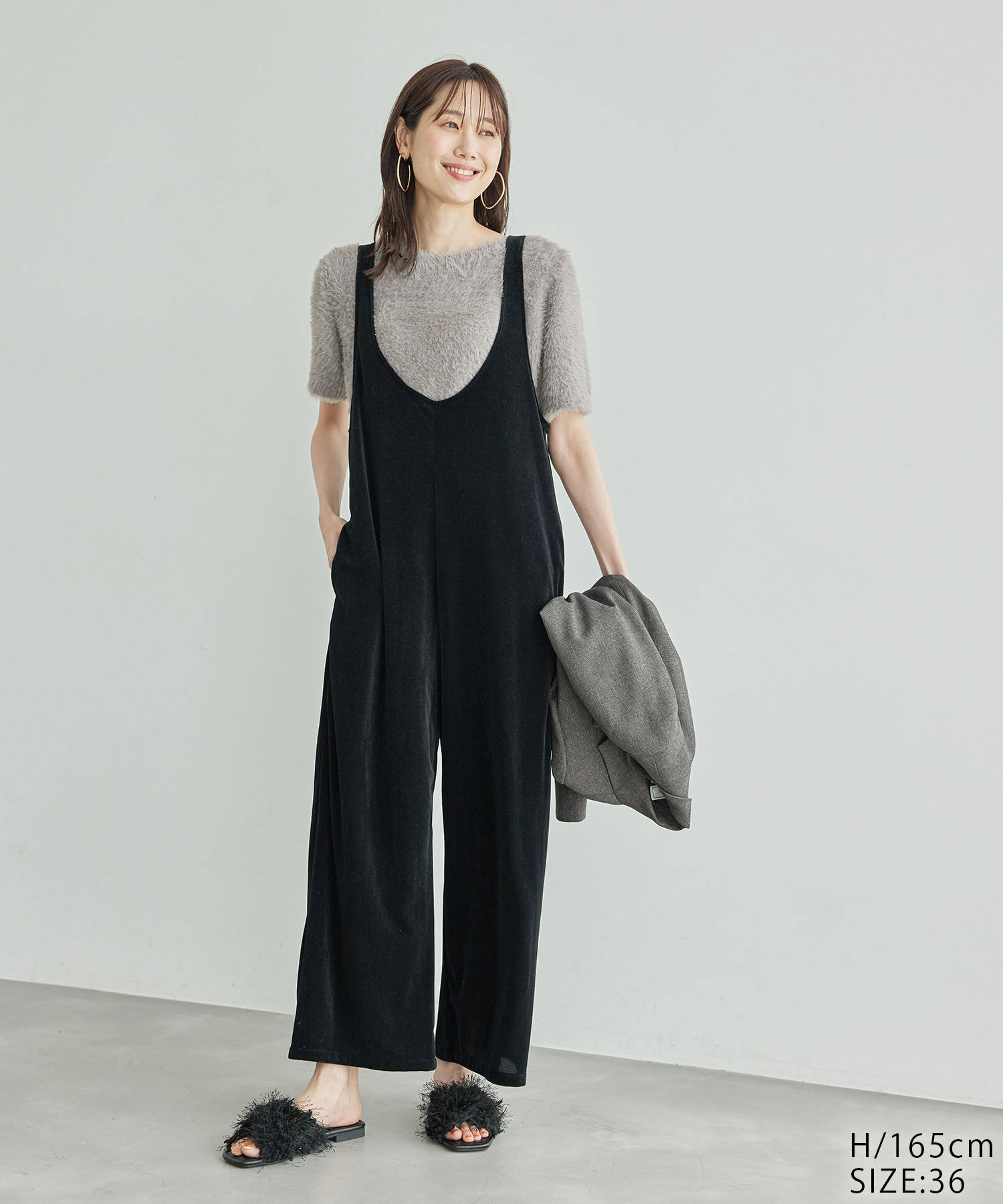 Rope&rsquo;Picnic「ベロアロンパース」|オールインワン|