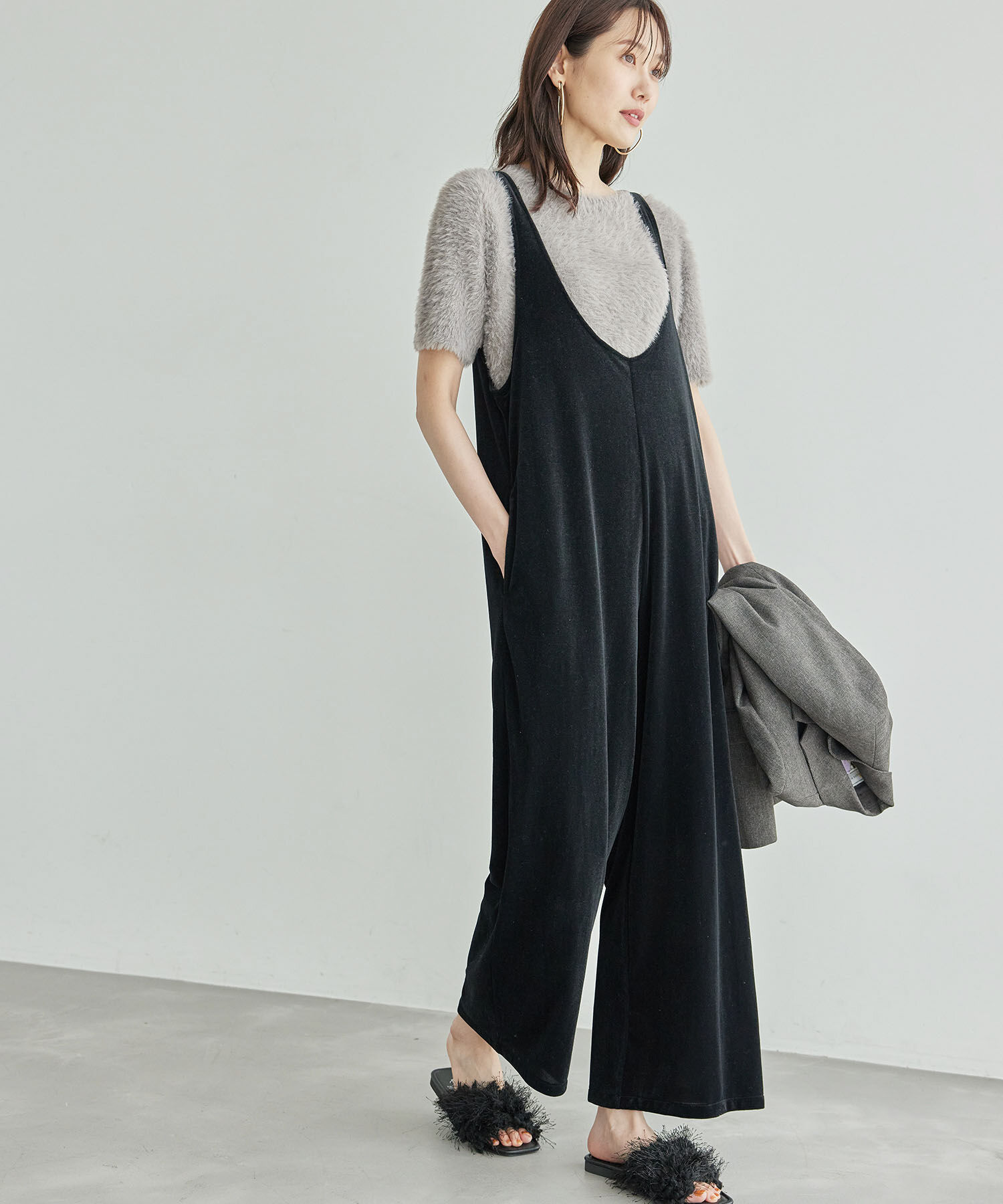 Rope&rsquo;Picnic「ベロアロンパース」|オールインワン|