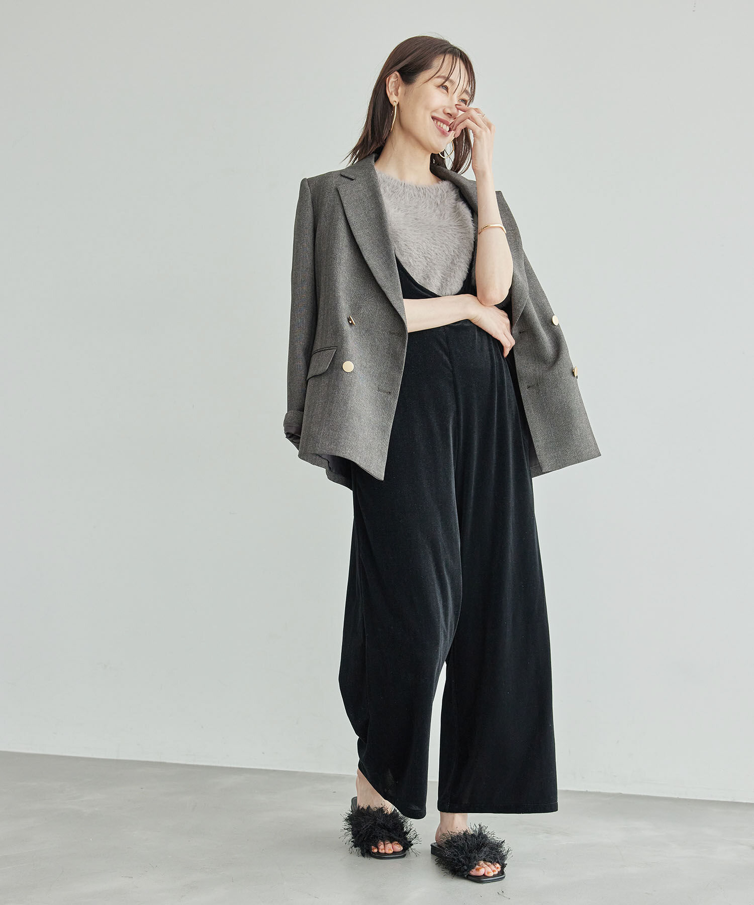 Rope&rsquo;Picnic「ベロアロンパース」|オールインワン|