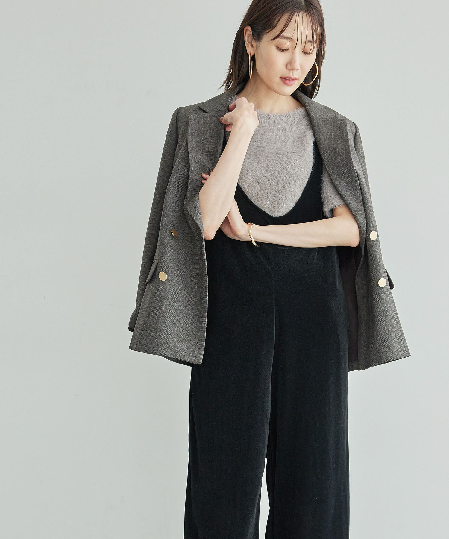 Rope&rsquo;Picnic「ベロアロンパース」|オールインワン|