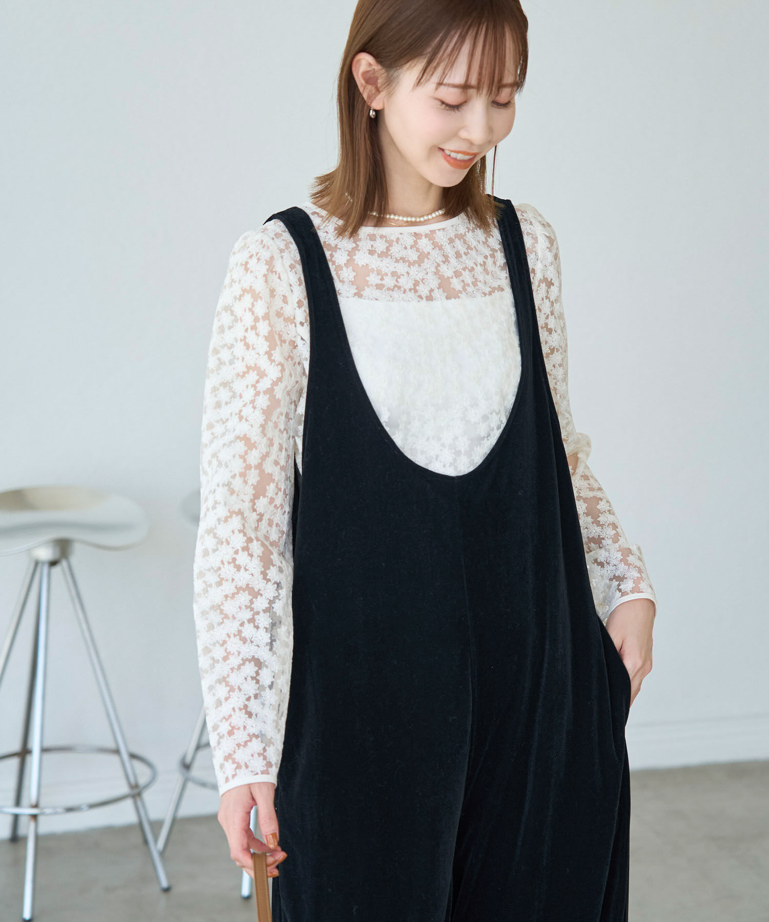 Rope&rsquo;Picnic「ベロアロンパース」|オールインワン|