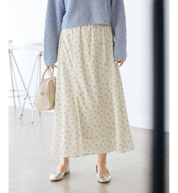 Rope&rsquo;Picnic「小花柄セミフレアロングスカート」|スカート|オフホワイト(15)