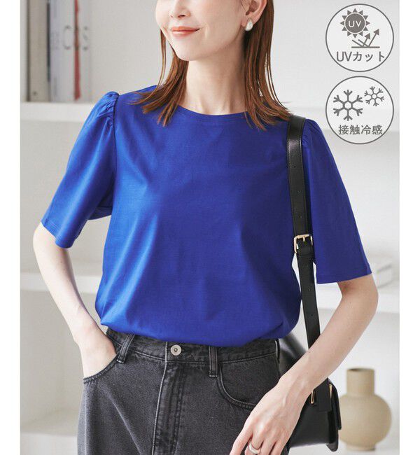 Rope&rsquo;Picnic「【UVカット・接触冷感】70シルケットパフスリーブトップス」|Tシャツ・カットソー|ブルー(44)