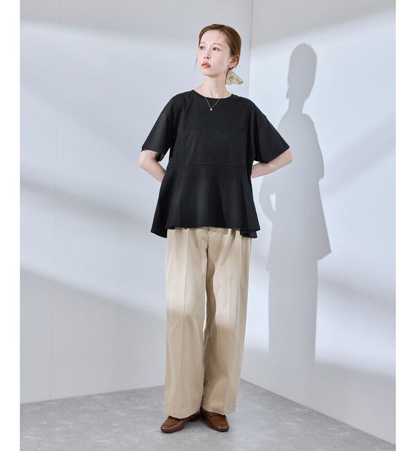 Rope&rsquo;Picnic「【UVカット・接触冷感】Cutee 着丈が選べる70シルケットペプラムカットトップス」|Tシャツ・カットソー|