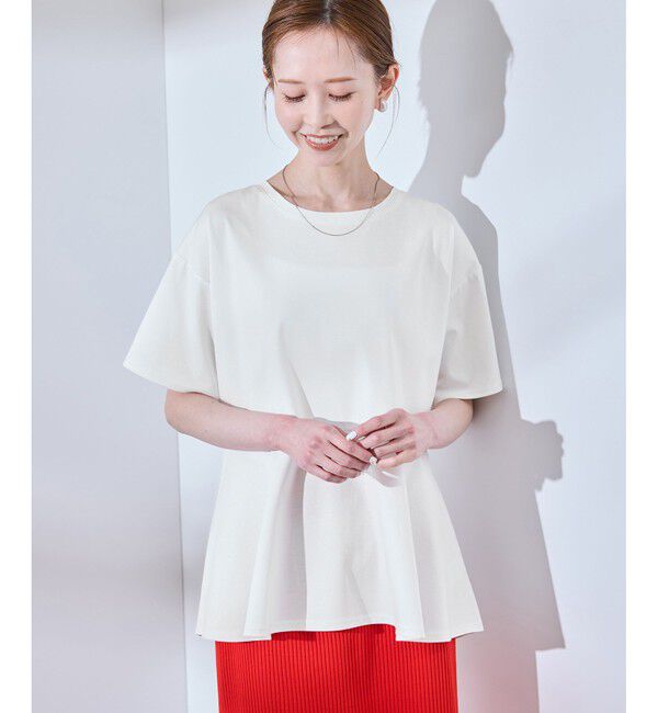 Rope&rsquo;Picnic「【UVカット・接触冷感】Cutee 着丈が選べる70シルケットペプラムカットトップス」|Tシャツ・カットソー|