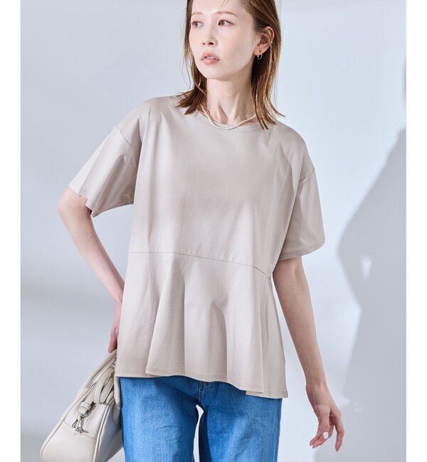 Rope&rsquo;Picnic「【UVカット・接触冷感】Cutee 着丈が選べる70シルケットペプラムカットトップス」|Tシャツ・カットソー|