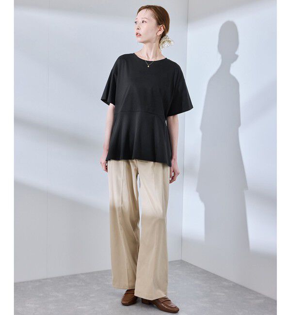 Rope&rsquo;Picnic「【UVカット・接触冷感】Cutee 着丈が選べる70シルケットペプラムカットトップス」|Tシャツ・カットソー|