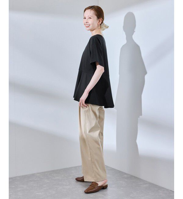 Rope&rsquo;Picnic「【UVカット・接触冷感】Cutee 着丈が選べる70シルケットペプラムカットトップス」|Tシャツ・カットソー|