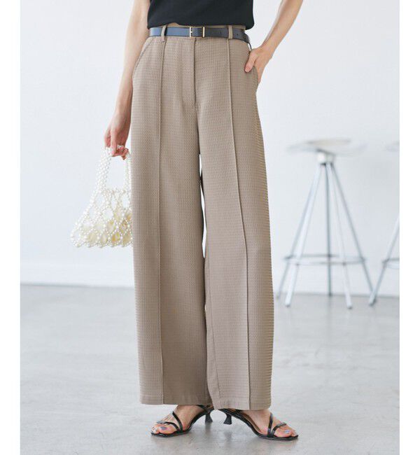 Rope&rsquo;Picnic「【emur/エミュール】ワッフルきれいめワイドパンツ」|チノ|