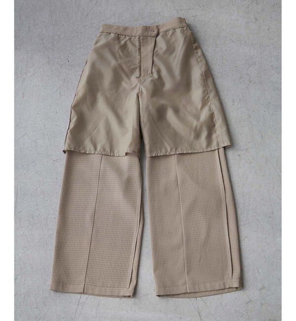 Rope&rsquo;Picnic「【emur/エミュール】ワッフルきれいめワイドパンツ」|チノ|