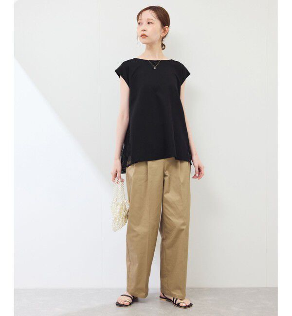 Rope&rsquo;Picnic「【UVカット・接触冷感】レースドッキングカットトップス」|Tシャツ・カットソー|