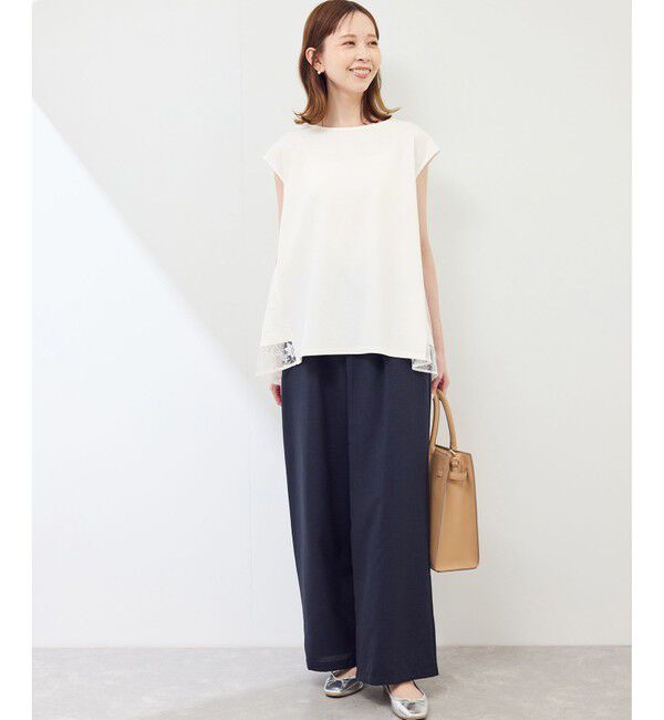 Rope&rsquo;Picnic「【UVカット・接触冷感】レースドッキングカットトップス」|Tシャツ・カットソー|