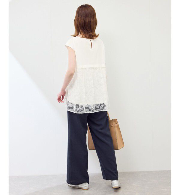 Rope&rsquo;Picnic「【UVカット・接触冷感】レースドッキングカットトップス」|Tシャツ・カットソー|