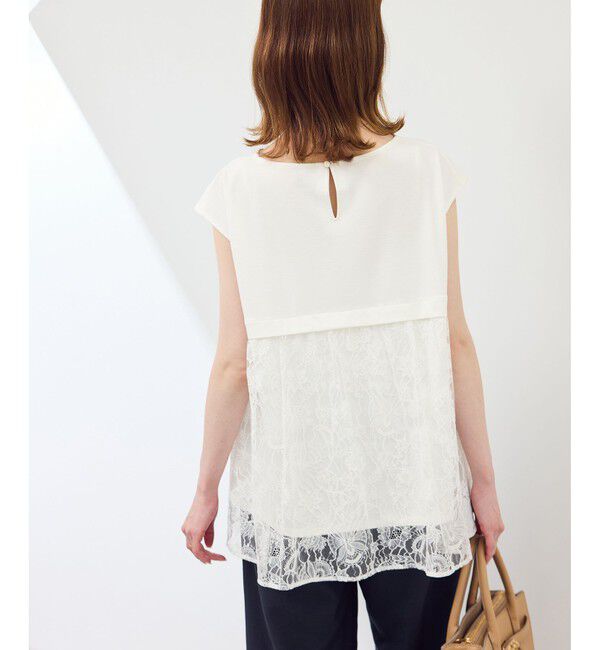 Rope&rsquo;Picnic「【UVカット・接触冷感】レースドッキングカットトップス」|Tシャツ・カットソー|