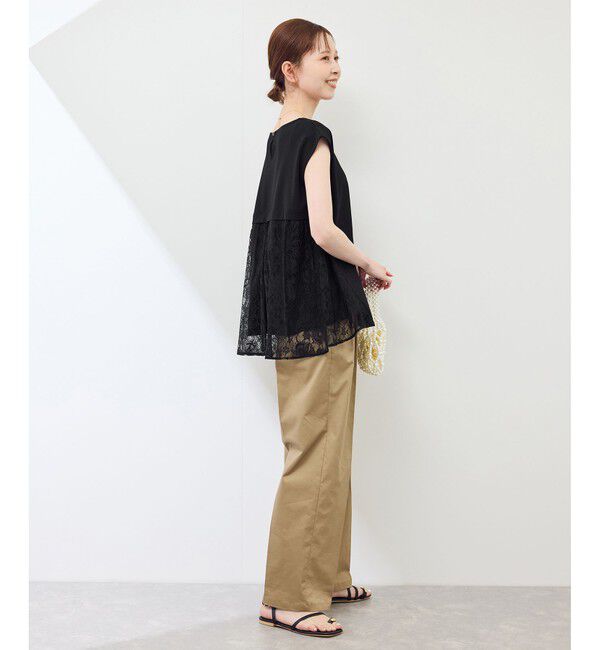 Rope&rsquo;Picnic「【UVカット・接触冷感】レースドッキングカットトップス」|Tシャツ・カットソー|