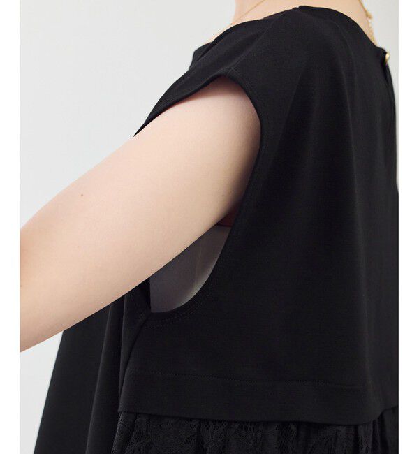 Rope&rsquo;Picnic「【UVカット・接触冷感】レースドッキングカットトップス」|Tシャツ・カットソー|