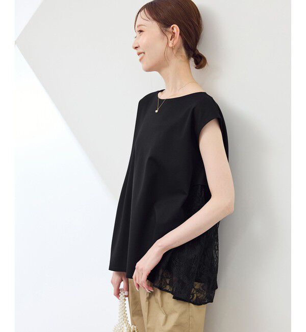 Rope&rsquo;Picnic「【UVカット・接触冷感】レースドッキングカットトップス」|Tシャツ・カットソー|