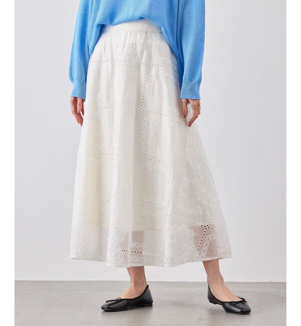 Rope&rsquo;Picnic「刺繍レースフレアスカート」|スカート|