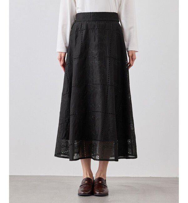 Rope&rsquo;Picnic「刺繍レースフレアスカート」|スカート|