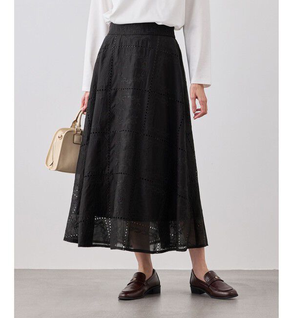 Rope&rsquo;Picnic「刺繍レースフレアスカート」|スカート|