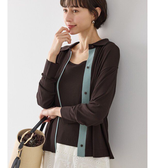 Rope&rsquo;Picnic「配色デザインカーディガン&インナーアンサンブル」|カーディガン|