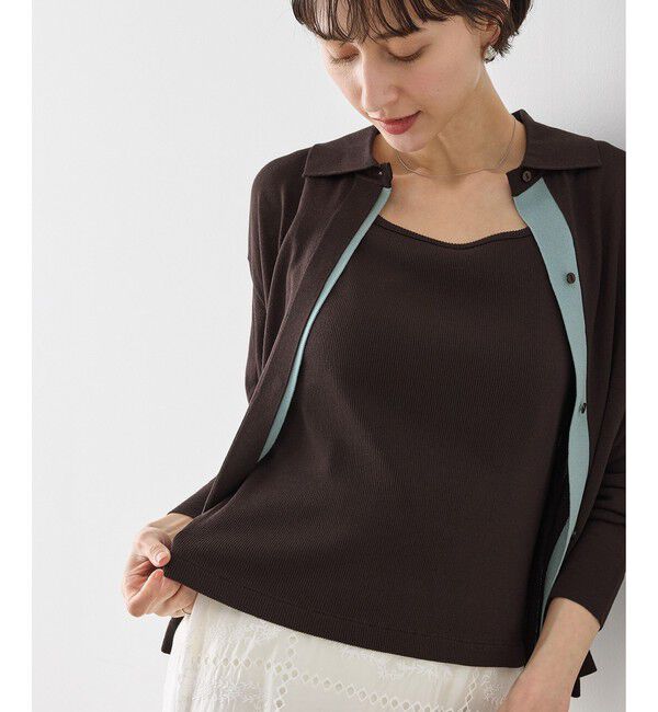 Rope&rsquo;Picnic「配色デザインカーディガン&インナーアンサンブル」|カーディガン|