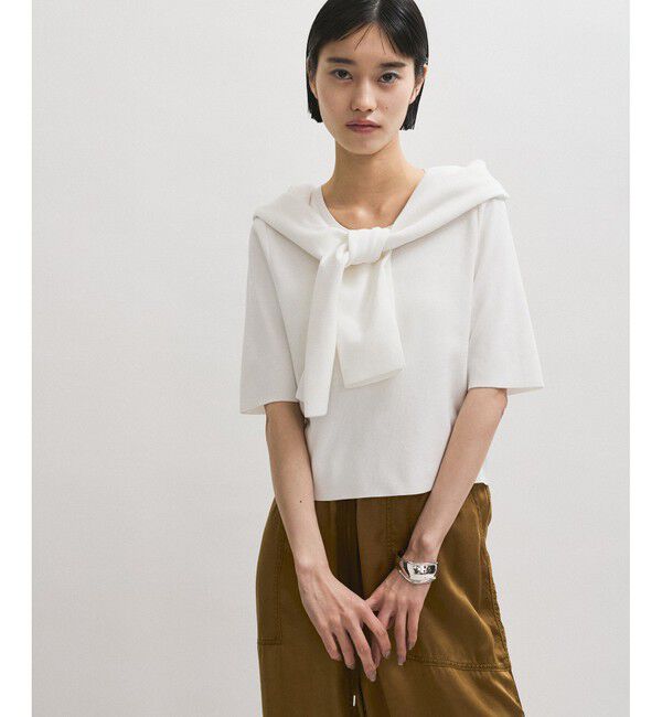 ADAM ET ROPE'「【サステナブル】クールタッチニットTシャツ」|Tシャツ・カットソー|ホワイト(10)