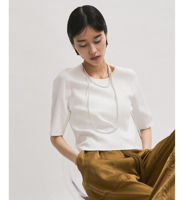 ADAM ET ROPE'「【サステナブル】クールタッチニットTシャツ」|Tシャツ・カットソー|