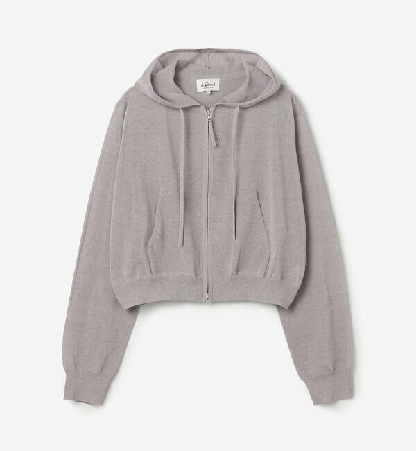 LE GLAZIK「LE GLAZIK | シアーニット ジップパーカー WOMEN」|ニット・セーター|LTGREY