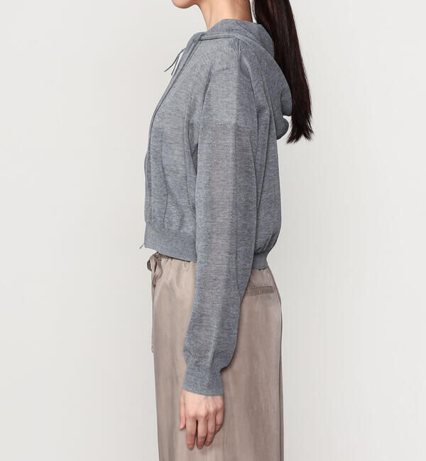 LE GLAZIK「LE GLAZIK | シアーニット ジップパーカー WOMEN」|ニット・セーター|