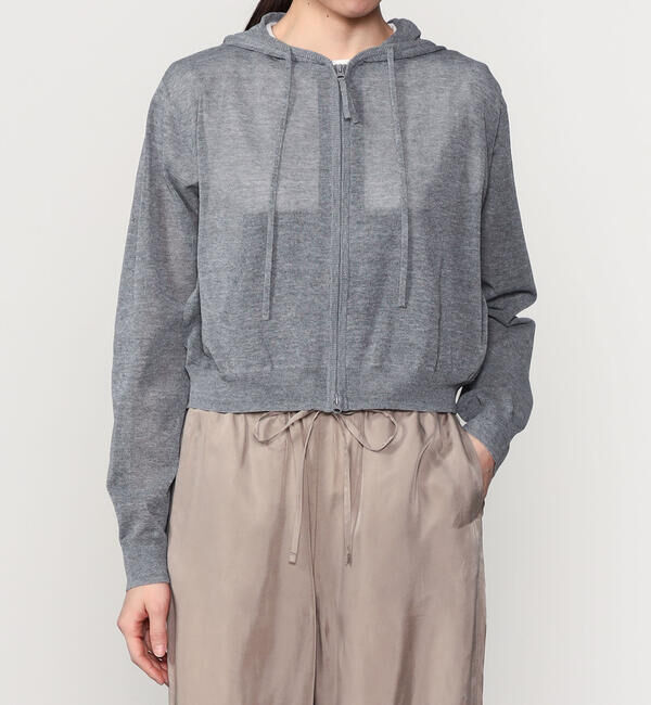 LE GLAZIK「LE GLAZIK | シアーニット ジップパーカー WOMEN」|ニット・セーター|