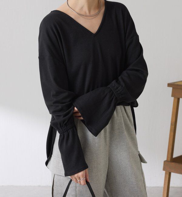  「Qanos 襟付きフリルロンT」|Tシャツ・カットソー|