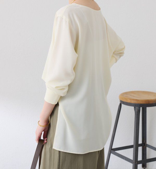  「スクエアネックジョーゼットロゴロンT」|Tシャツ・カットソー|