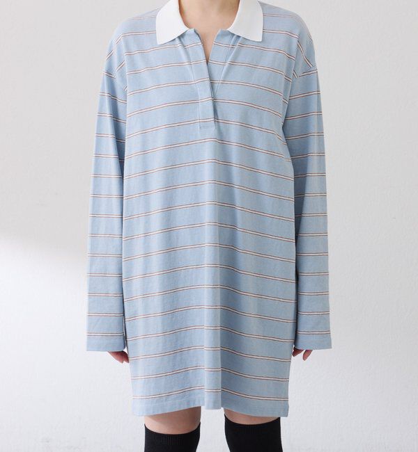  「【大人のラガーシャツ】ポロボーダーチュニック」|Tシャツ・カットソー|