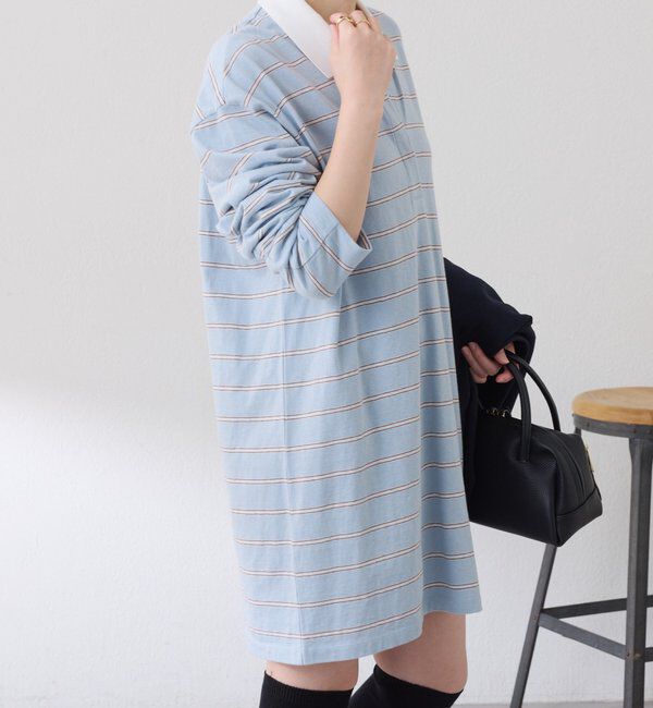  「【大人のラガーシャツ】ポロボーダーチュニック」|Tシャツ・カットソー|