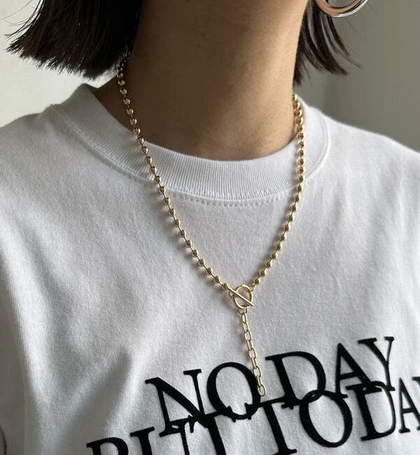  「Y字ボールチェーンネックレス」|ネックレス|