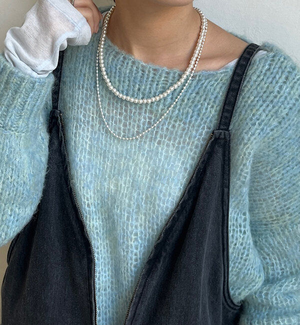  「パール&times;ボールチェーンネックレス」|ネックレス|