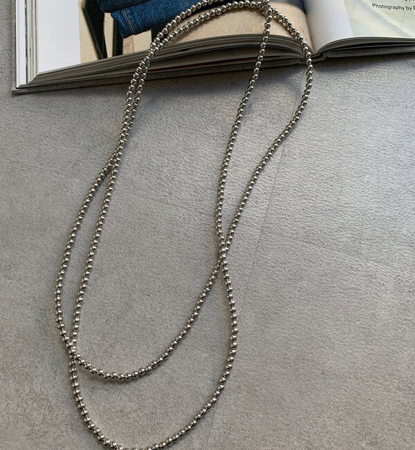  「メタルボールロングネックレス」|ネックレス|